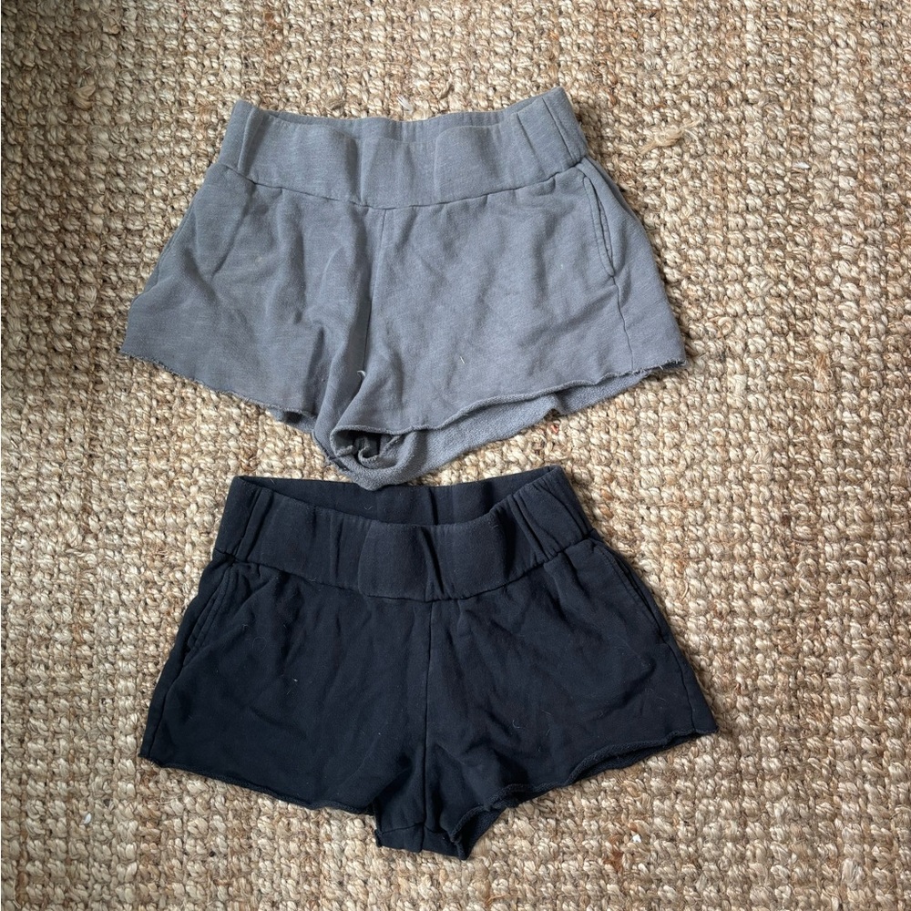 Free People Gray and Black Shorts Relaxed Fit